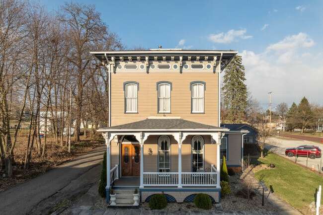 An Italianate-style home now serves as a local business in Canal Fulton, Ohio.