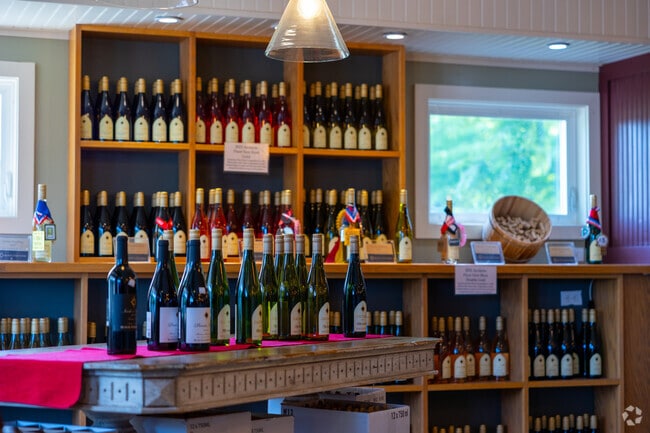 Award-winning wines line the shelves at Chateau Grand Traverse on Old Mission Peninsula.