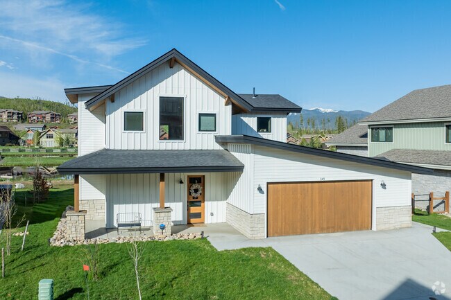 The newer homes in Fraser can come in a variety of styles, such as this modern farmhouse-style home.