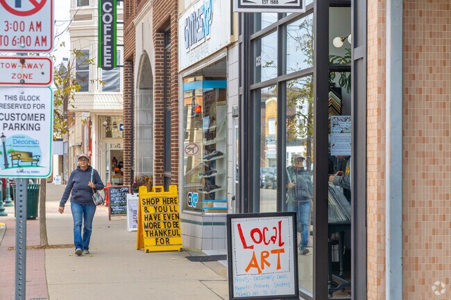 Local art brightens Decorah’s downtown streets near Water Street shops.