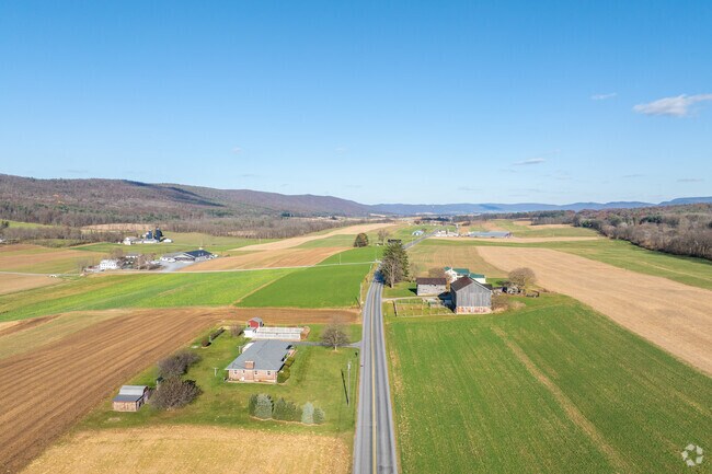 Farmland near Marion stretches across the Appalachian Valley, ideal for rural living.