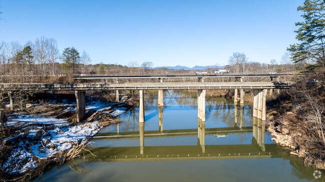 The snow covered banks of the Catawba River in Morganton.