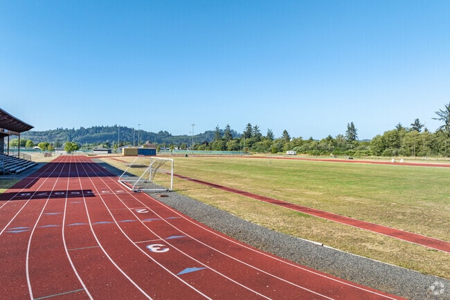 Miller Junior High School has a well maintained running track and footaball field.
