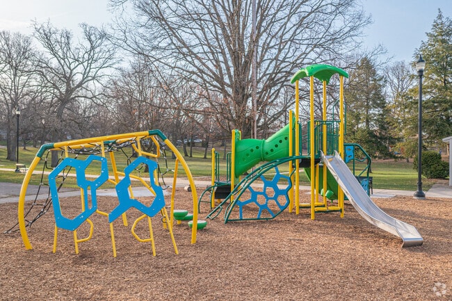 Mulick Park has a playground, slides and jungle gyms in South East End in Grand Rapids.