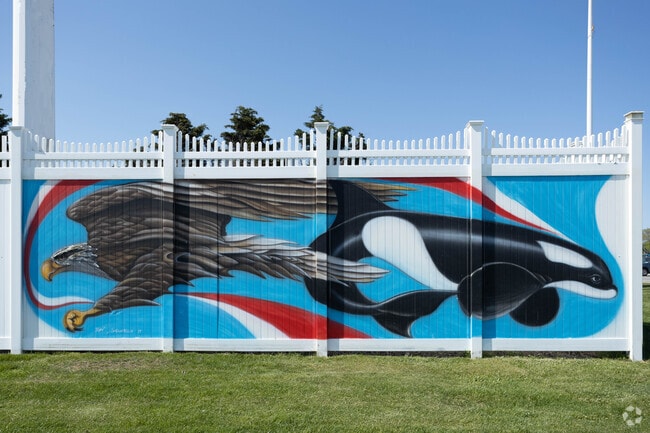 A colorful mural brightens the fence at Venetian Shores Park in West Babylon.