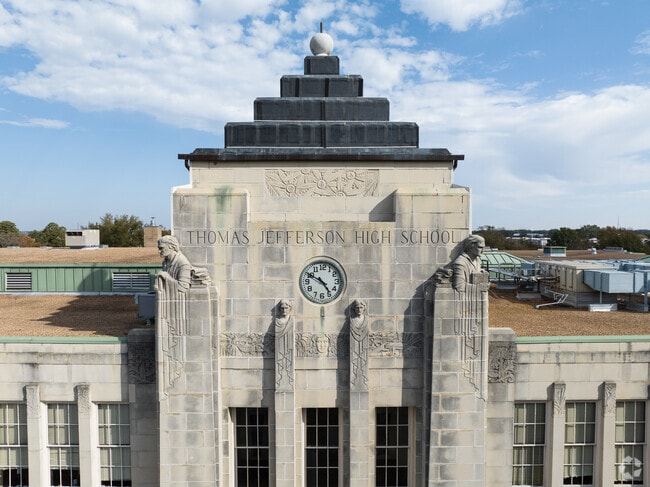Art Deco details can be found throughout Thomas Jefferson High School's campus.
