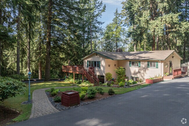 Many homes in Bunker Hill are secluded on wooded lots.
