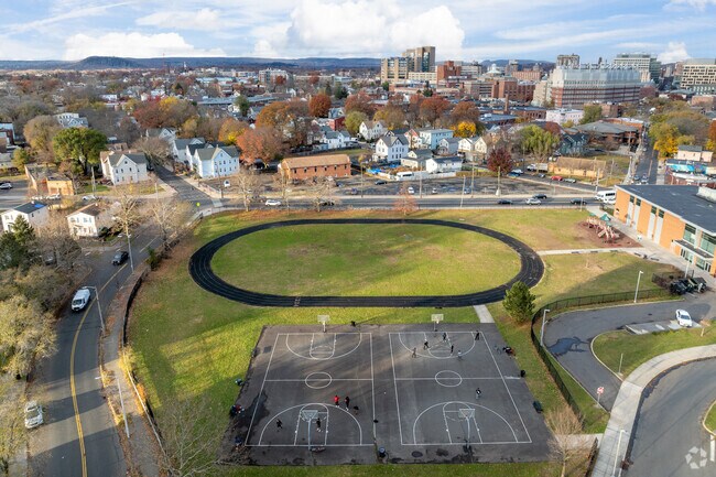 The sports fields of the Roberto Clemente Leadership Academy.