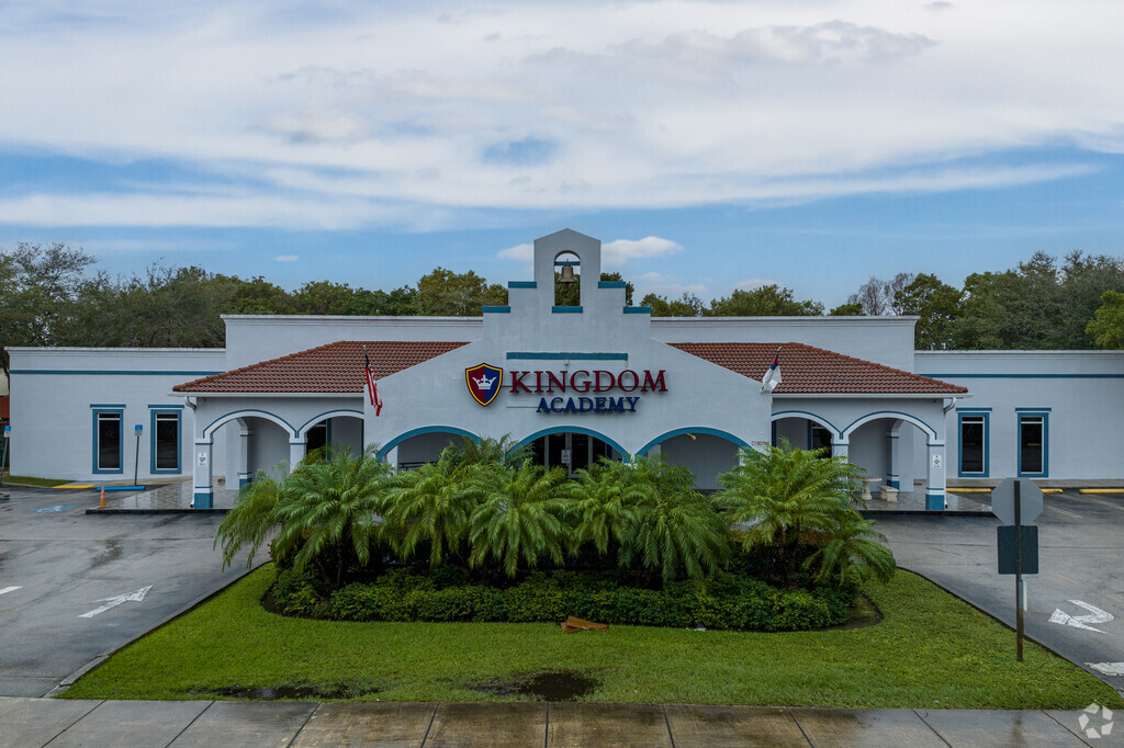 Aerial shot of the Kingdom Academy main facade.