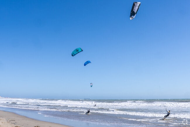 Many kite surfers can be found at Silver Strand Beach when the surf is good.