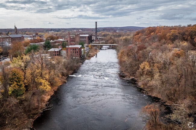 Industrialists harnessed the rushing waters of the Chicopee River in the 1820s to power mills.