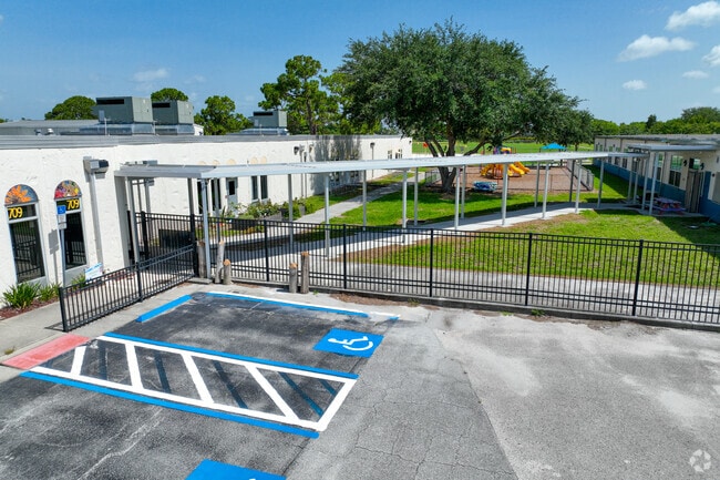Walkways awning at Robert L. Stevenson Elementary School keeps students shaded from the sun.