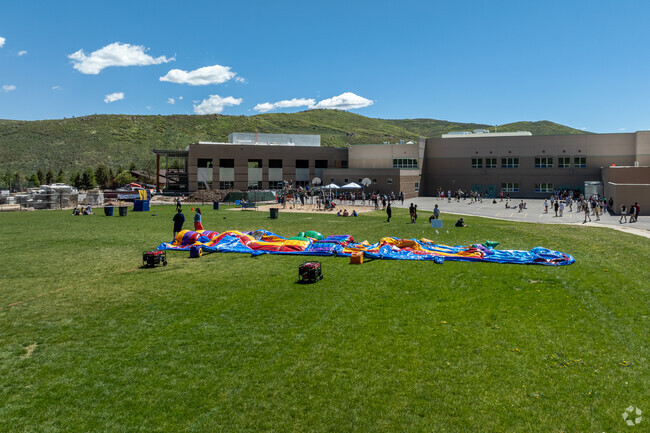 Students enjoy time outside at Ecker Hill Middle School.