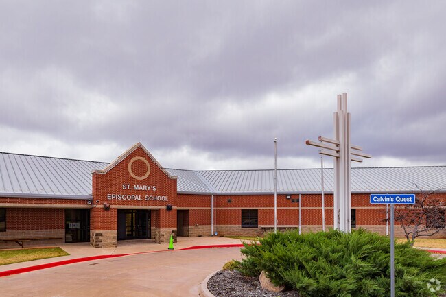 St. Mary's Episcopal School had a big cross in front of the main building.