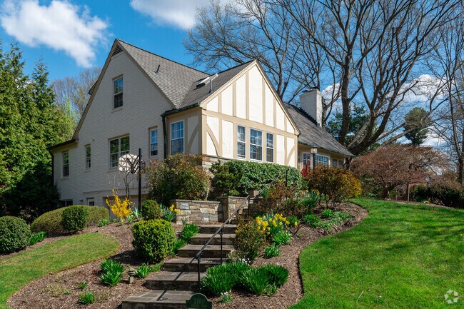 Brick paved garden paths lead up to many of the homes in Sumner.