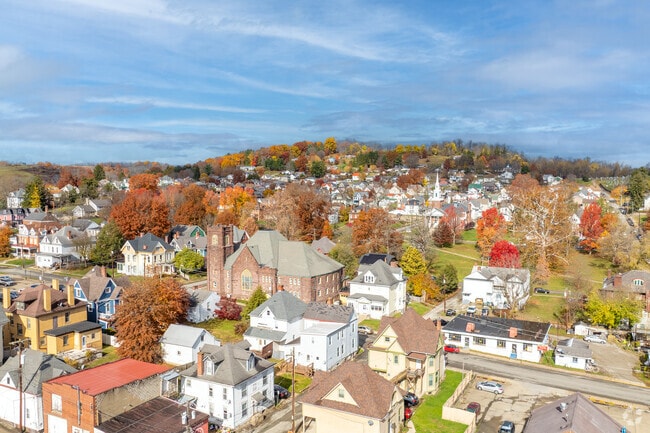 Waynesburg is nestled among rolling Allegheny Plateau hills.