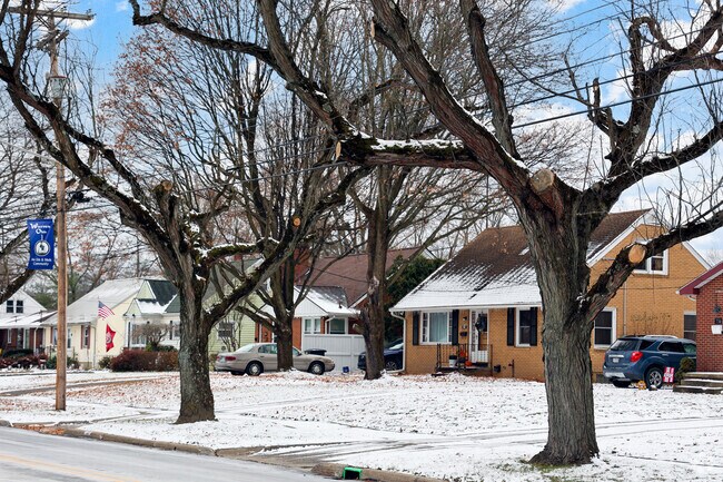 Simple American Foursquare homes sit next to classic bungalows, on a quiet street in Warren.