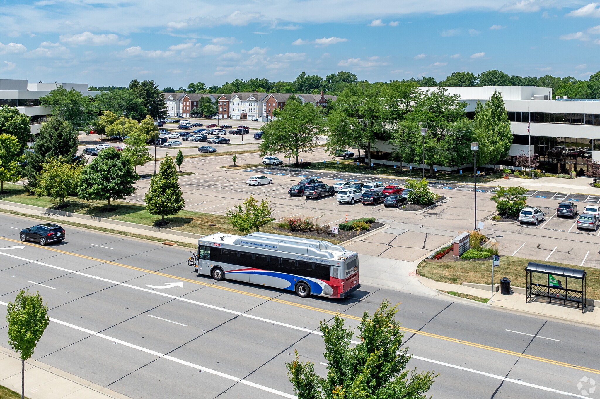 COTA bus stops can be found on Campus View Boulevard near Woods at Josephinum.