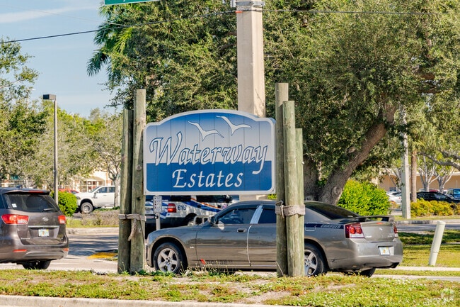 The Lochmoor Waterway Estates sign can be found at the entrance of the community.