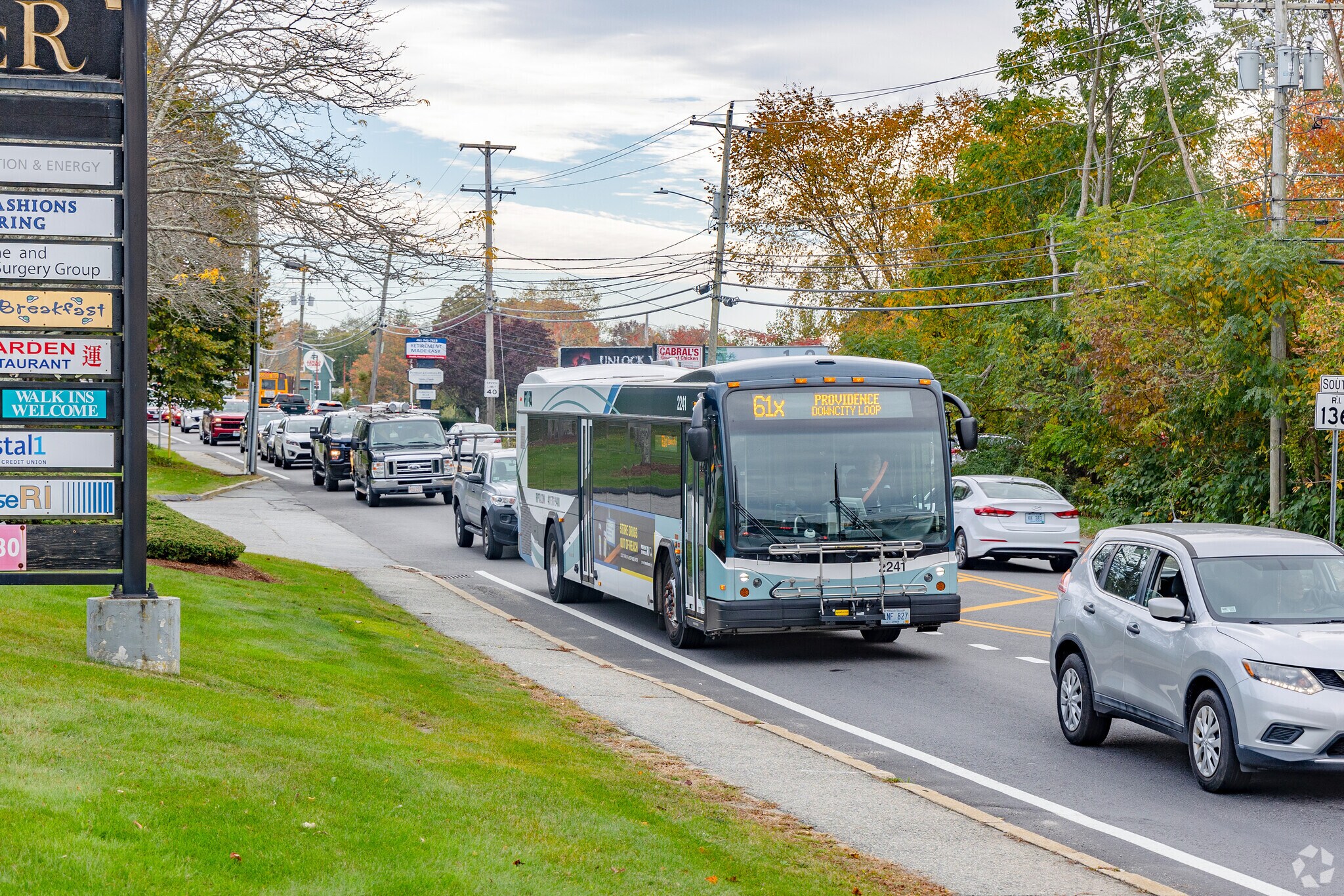 The RIPTA bus runs along Metacom Avenue in Northeast Bristol - Kickemuit 4 times a day.