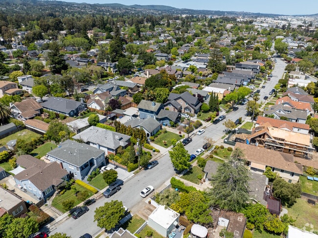 Charming row homes line the quiet streets of Burlingame Terrace.