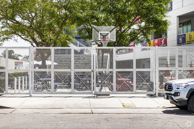 Animo Leadership High School has a secure and gated side entrance.