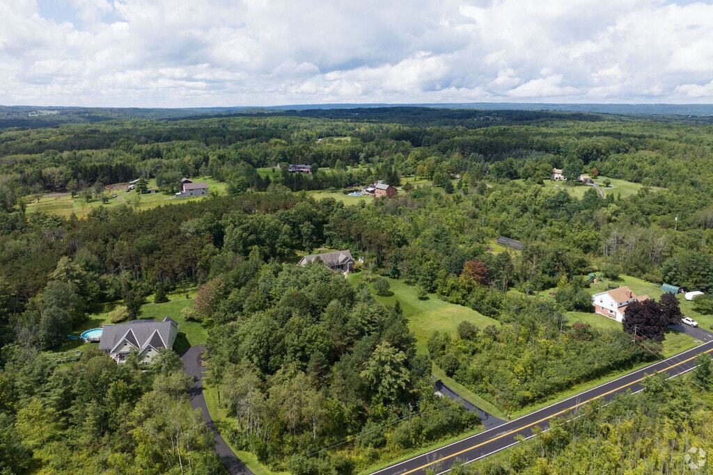 An aerial view of some large plot homes in Guilderland.