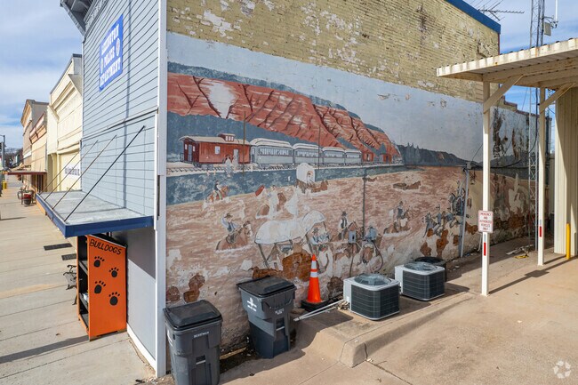 The Lexington Police Department has a mural of Oklahoma's past on the side.