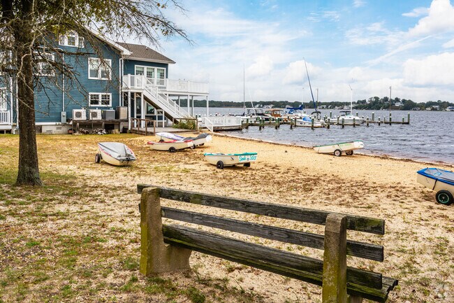 The Pine Beach Yacht Club has a small beach area in Pine Beach, NJ