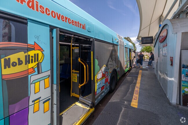 ABQ RIDE buses connect Silver Hill to Nob Hill and beyond with colorful convenience.