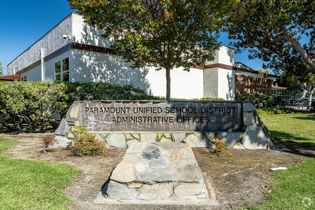 The sign in front of the admin building at Lincoln Elementary School in Paramount.