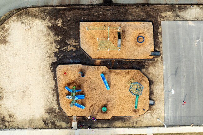 An aerial view of the playground of Old Hundred Elementary School.
