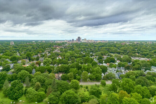 Shaded sidewalks and well-tended yards give Cobbs Hill a distinctly suburban feel.