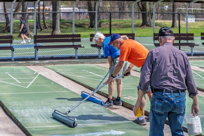 The shuffleboard court at Beechwood Park is open from 1:00 to 3:00 PM, three days a week.