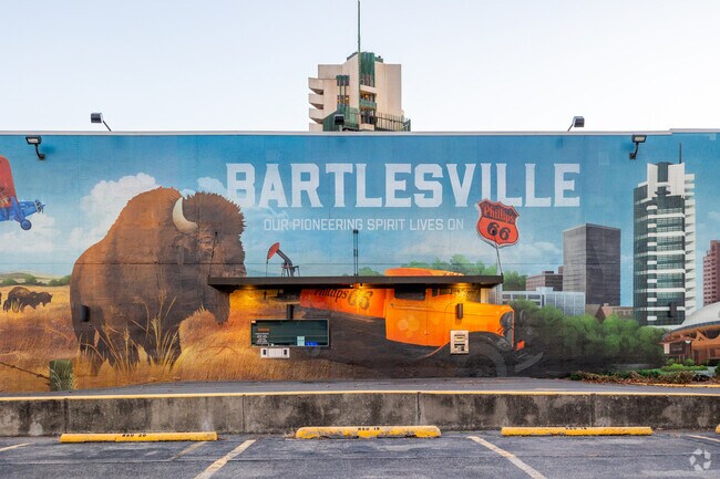 A Bartlesville mural welcomes visitors to the friendly city.