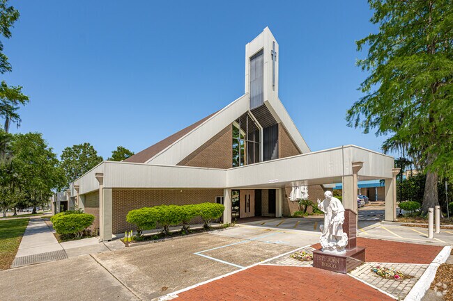 St John Bosco Catholic Church is one of many churches in the Woodmere area.