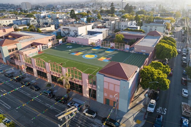 George Moscone Elementary promotes a physical education curriculum with a large recreation area.