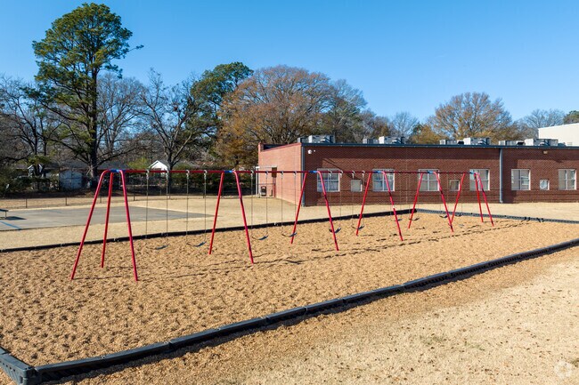 Kids can aim for the skies on the swings at Senatobia Elementary School.