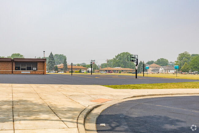 Maddock Elementary School has a large full court basketball court.