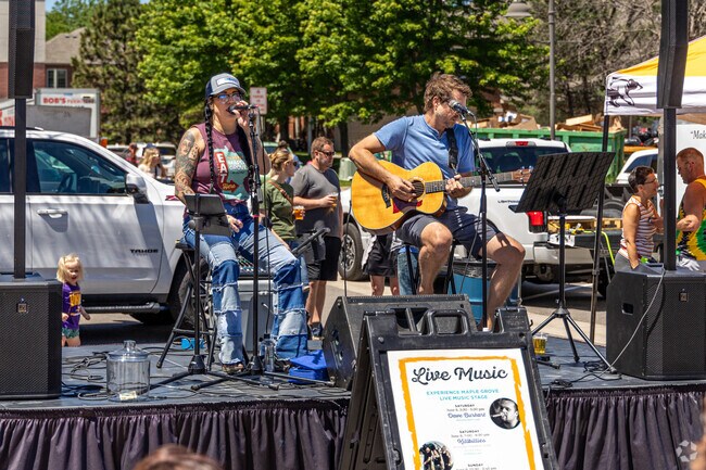 A performance stage offers live music during Chalkfest.