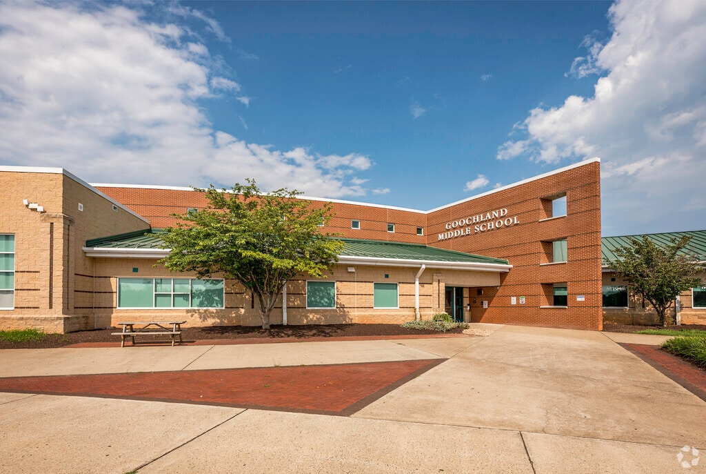 Goochland Middle School is connected to the high school close to center of Goochland.