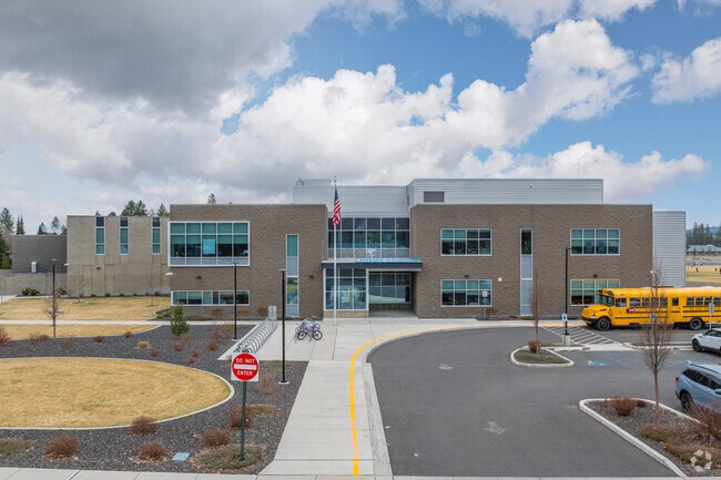 Creekside Elementary features a modern building.