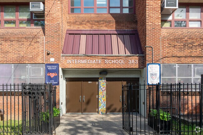 Main entrance to Achievement First Bushwick Middle School located on Greene Ave.