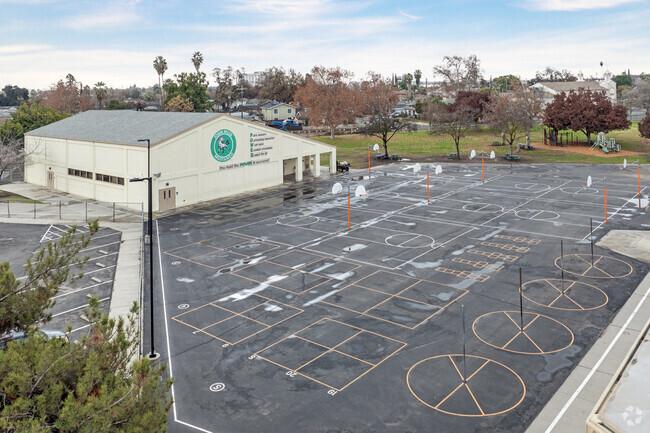 The basketball courts at Muir Elementary School in Fresno.