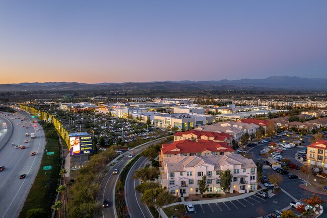 An elevated shot from the freeway to the Riverwalk Collection Shopping Center in Oxnard.