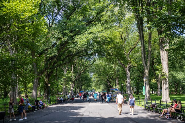 The east side of Lincoln Square borders Central Park.