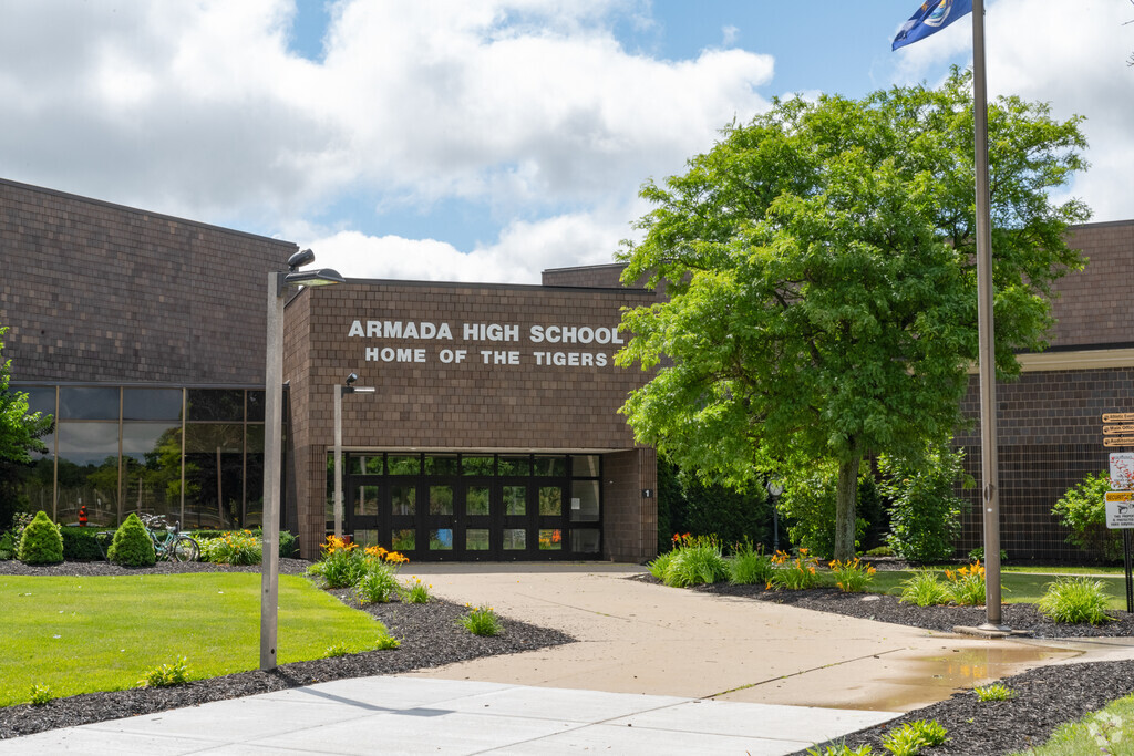 Armada High School front entrance.