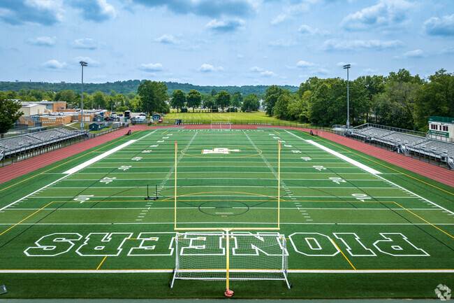 The athletic field and track at New Providence High School and Middle Schoo, New Providence, NJ.