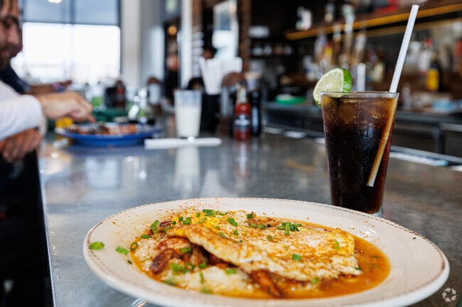 The Iron Rooster in Brewer's Hill serves breakfast all day, like the the shrimp & grits.