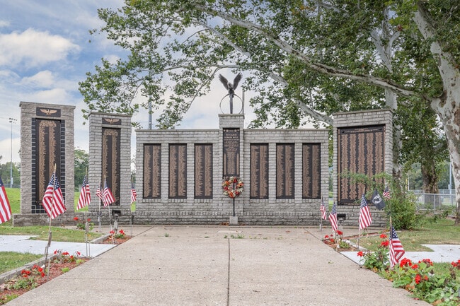 A memorial to honor those who has served in Pitcairn Park at Pitcairn.